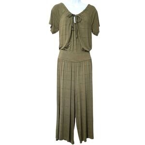 Sundance Jumpsuit Womens XS Green Felicity Cropped Wide Leg Boho Culotte Stretch